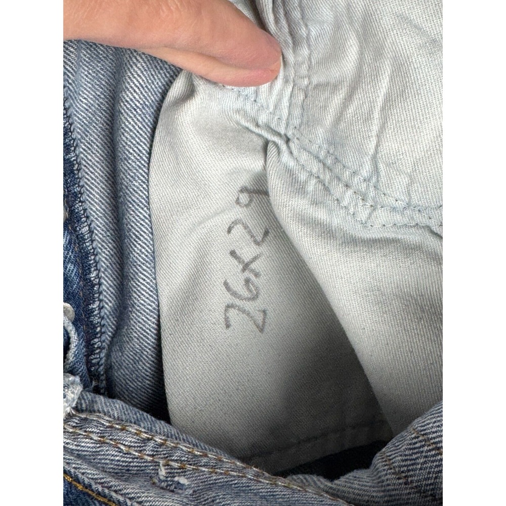 VINTAGE Levis 701 Jeans Womens 26 x 29 Blue Distressed Holes Made USA COOL! - Picture 12 of 14